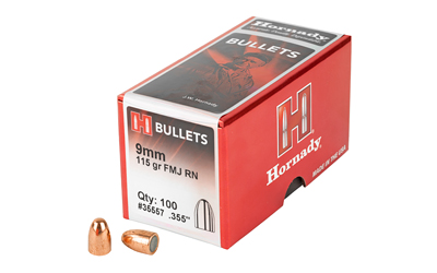 Hornady FMJ-RN .355 Diameter 9MM 115 Grain Round Nose 100 Count 35557 ...