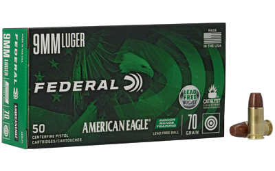 Federal American Eagle  Indoor Range Training  9MM  70 Grain  Lead Free Ball  50 Round Box AE9LF1