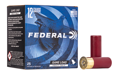 Federal Game Load Upland Heavy Field  12 Gauge  2.75"  #7.5  3 1/4 Dram  1 1/8 oz  Shot  25 Round Box H12375