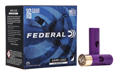 Federal Game Load  Hi-Brass  16 Gauge  2.75"  #6  3 1/4 Dram  1 1/8 oz  Shot  25 Round Box H1636