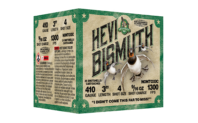 HEVI-Shot HEVI-SHOT  HEVI-BISMUTH  410 Gauge 3"  #4  9/16 oz  Bismuth Shot  25 Round Box HS19004