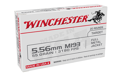 Winchester Ammunition M193  556NATO  55 Grain  Full Metal Jacket  20 Round Box WM193K